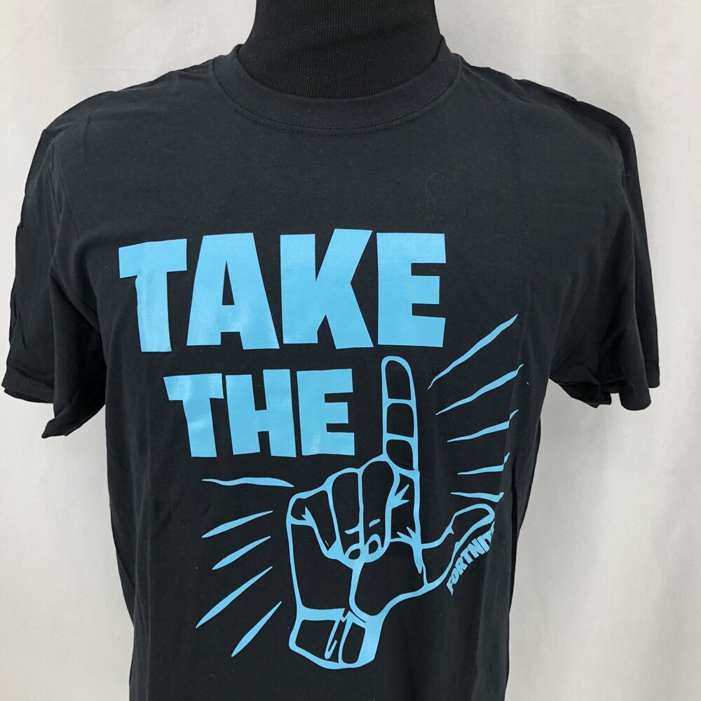 Fortnite Epic Games Black Teal Short Sleeve “Take The L” T Shirt 2018 XL NWT